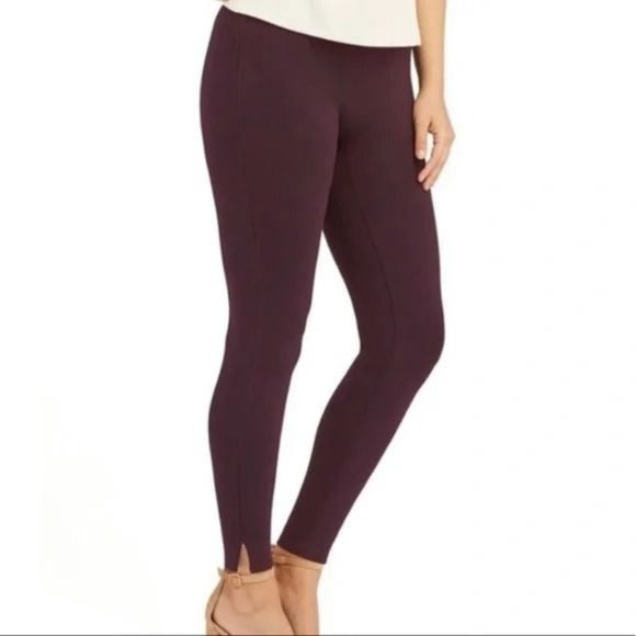 NEW NWT Spanx Ponte Ankle Leggings Brandywine Purple SZ PM Medium Petite Slit - Picture 2 of 7